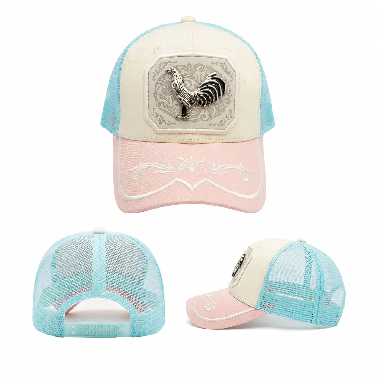 Western Trucker Hat für Herren Damen Vintage Cowboy Country Hüte mit Hufeisen-Stickerei & Snapback Passform für Western-Outfit
