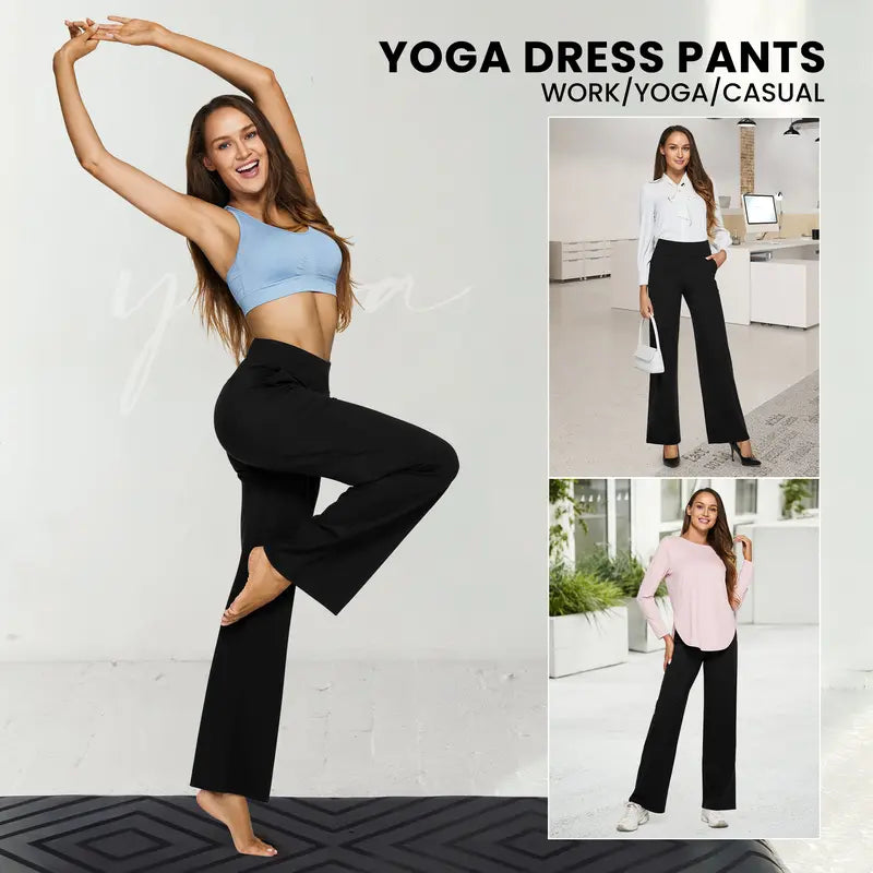 FreeG4 Loose High-Waist Business Casual Pants Yoga Pants Women Wide Leg Pants with Pockets Comfortable Athletic Sweatpants