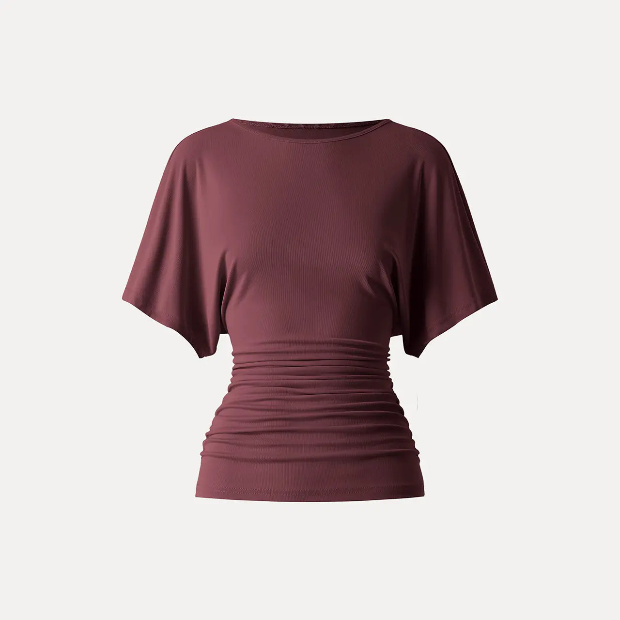 OGL Effortless Boatneck Batwing Sleeve Side Ruched Top - Stylish & Comfortable Women's Fashion baju kelawar outfit Quiet Luxury Essential cute spring clothes women's summer tops tiktokshopmemorialday summerwins