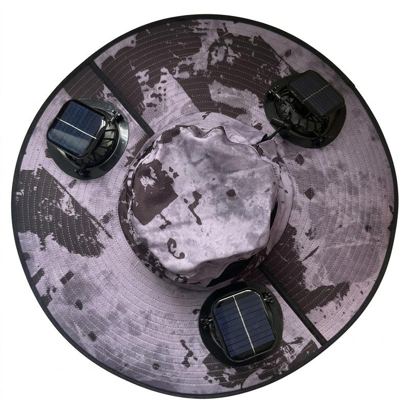 2026 New Three Solar Fan Outdoor Cooling Fan Hat — Sun Protection Hat with Solar Fan,Three-Power Rechargeable Fan