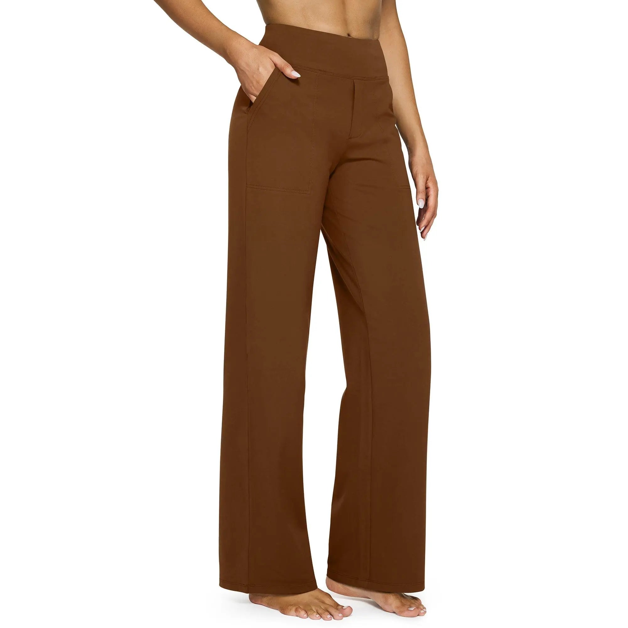 FreeG4 Loose High-Waist Business Casual Pants Yoga Pants Women Wide Leg Pants with Pockets Comfortable Athletic Sweatpants