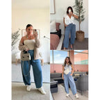 UANEO SummerVibes Women's Baggy Wideleg Pants Casual Elastic Waisted Palazzo Harem Pants with Pockets