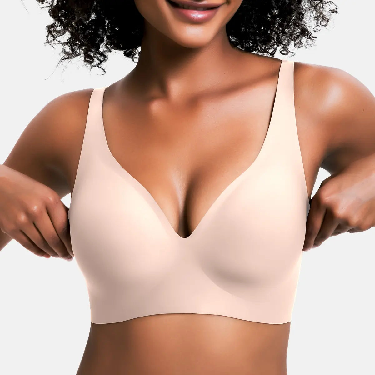 VRCOM Jelly Wireless Womens Comfortable Wireless Bras Push Up Bralettes Seamless Tshirts Bras Deep V Everyday Bras