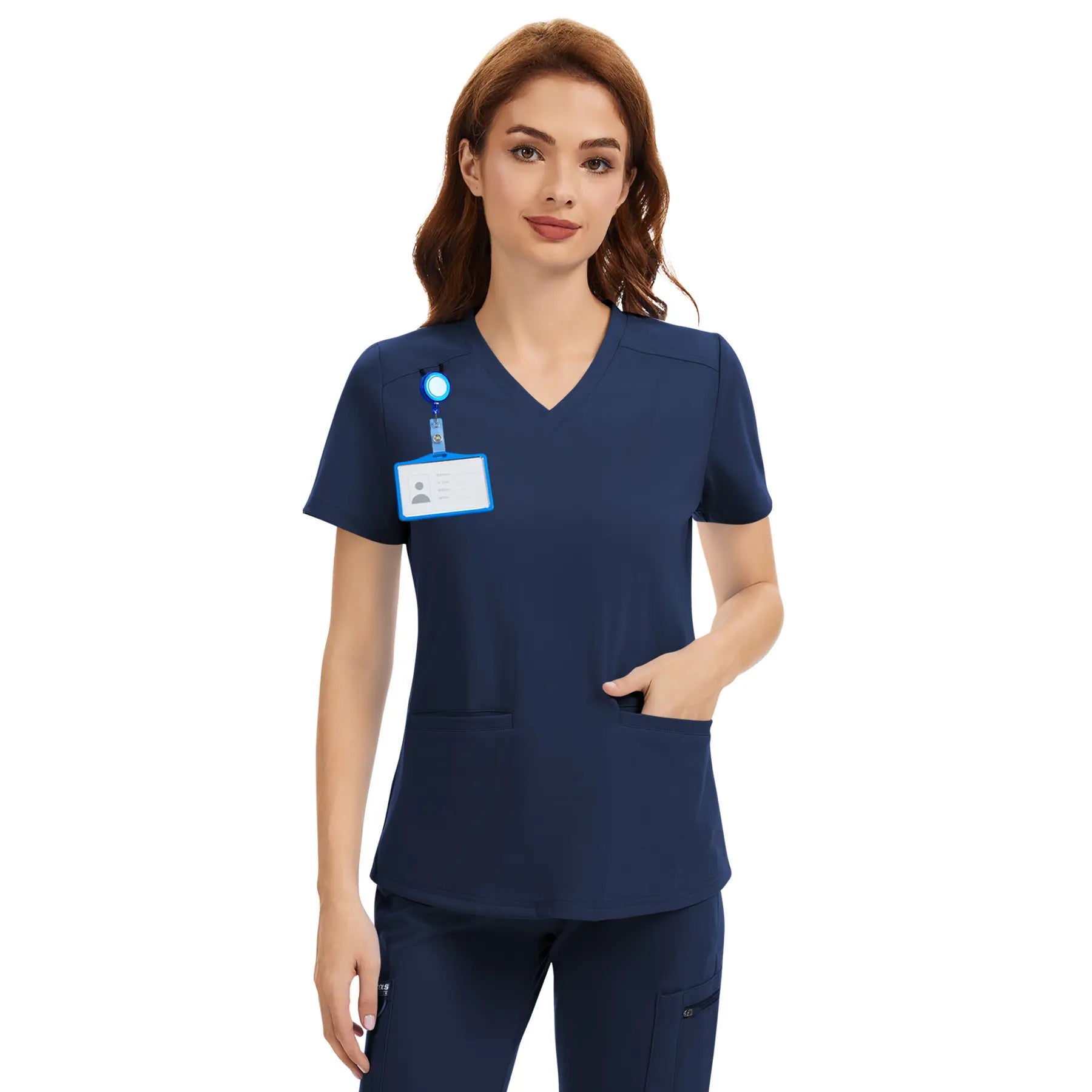 Scrub Tops for Women - V-Neck with 2 Pockets, Soft 4-Way Stretch, Anti-Wrinkle & Easy Care for Medical Uniforms Workwear Clothes Womenswear Minimalist