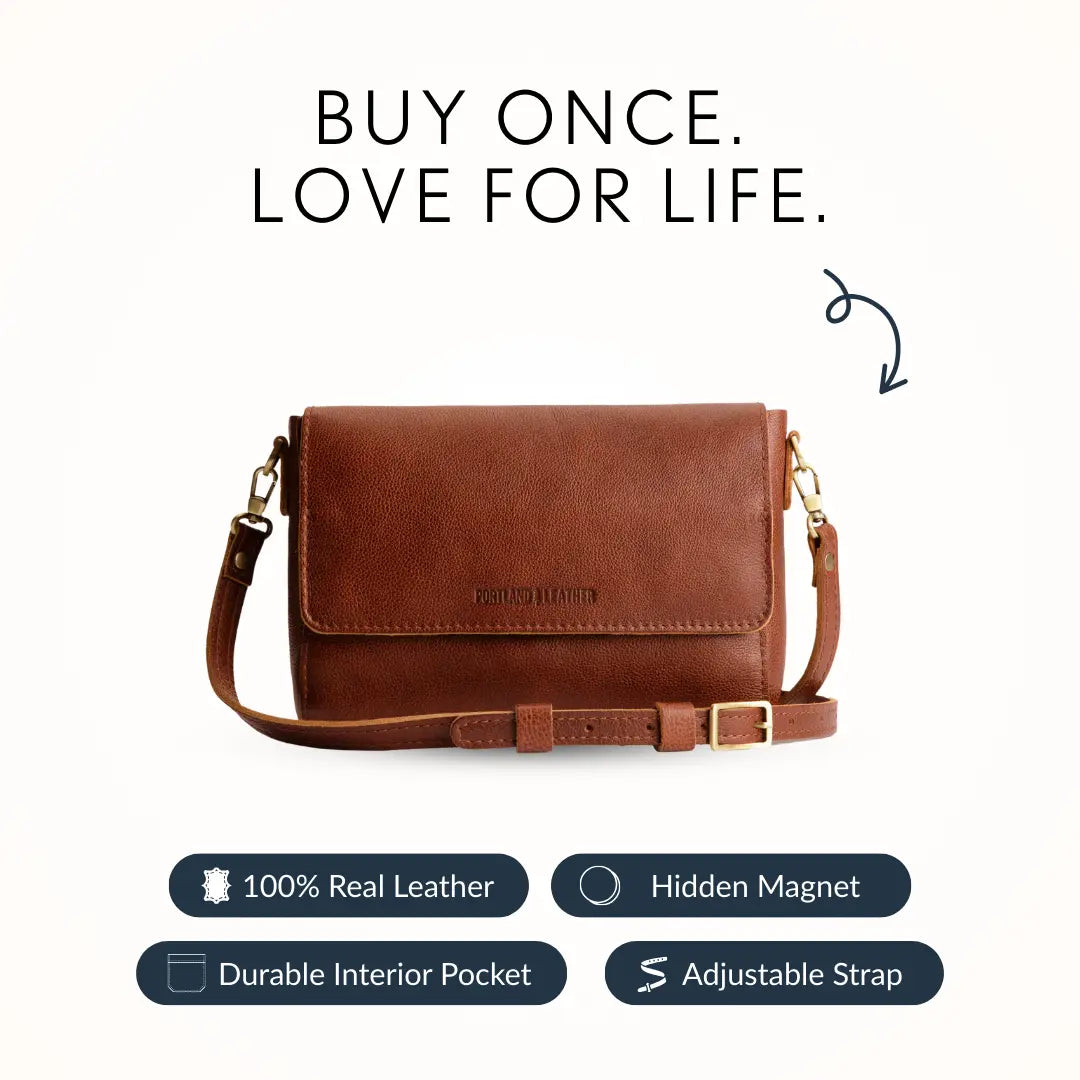 Leather Metro Crossbody – Premium Leather Crossbody Bag for Travel & Everyday Carry – Minimalist Shoulder Purse with Magnetic Closure