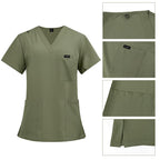 Women's Medical Scrubs Set, Anti-Pilling Lightweight Breathable Multi-Pocket Top & Side Pocket Jogger Pants for Hospital, Clinic & Spa Use Uniforms