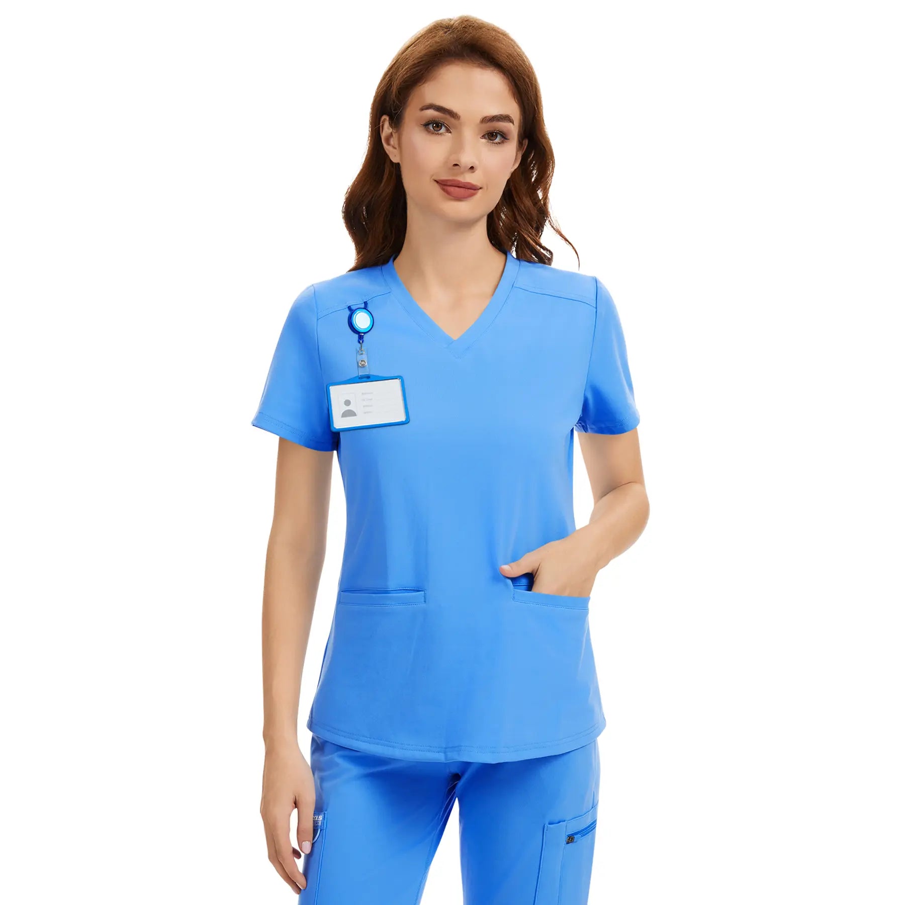 Scrub Tops for Women - V-Neck with 2 Pockets, Soft 4-Way Stretch, Anti-Wrinkle & Easy Care for Medical Uniforms Workwear Clothes Womenswear Minimalist