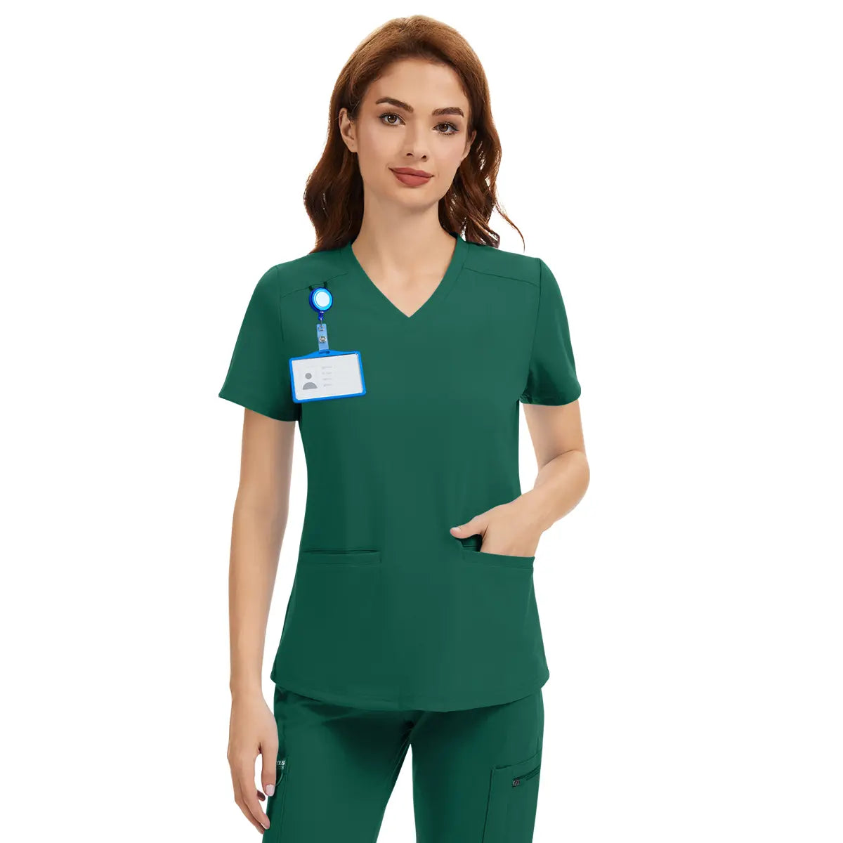 Scrub Tops for Women - V-Neck with 2 Pockets, Soft 4-Way Stretch, Anti-Wrinkle & Easy Care for Medical Uniforms Workwear Clothes Womenswear Minimalist