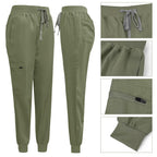 Women's Medical Scrubs Set, Anti-Pilling Lightweight Breathable Multi-Pocket Top & Side Pocket Jogger Pants for Hospital, Clinic & Spa Use Uniforms
