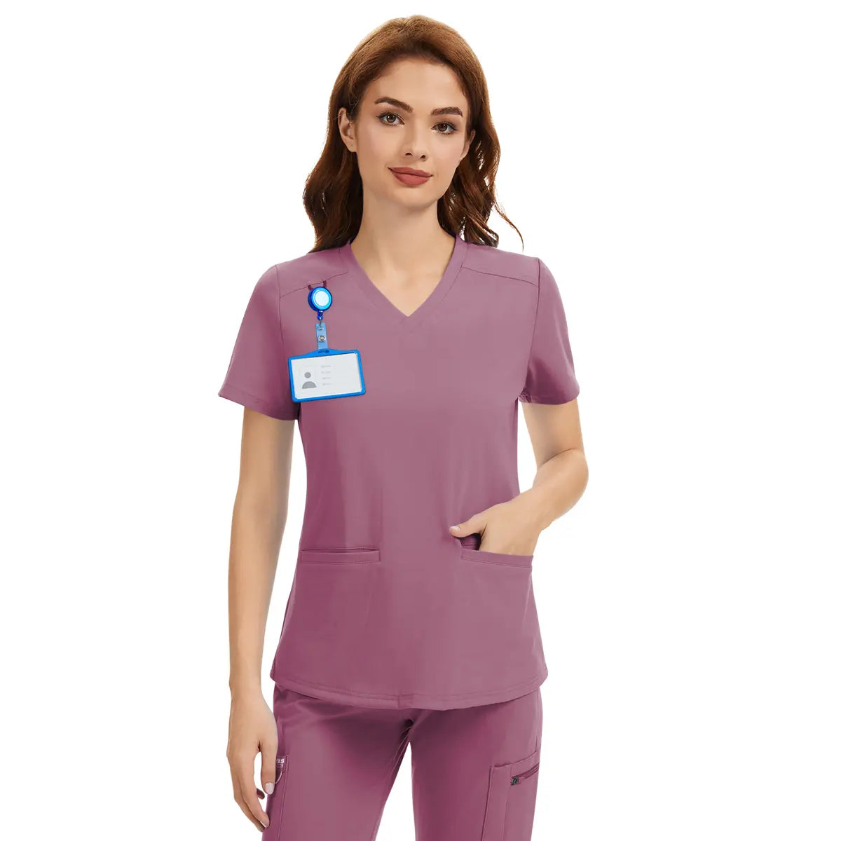 Scrub Tops for Women - V-Neck with 2 Pockets, Soft 4-Way Stretch, Anti-Wrinkle & Easy Care for Medical Uniforms Workwear Clothes Womenswear Minimalist