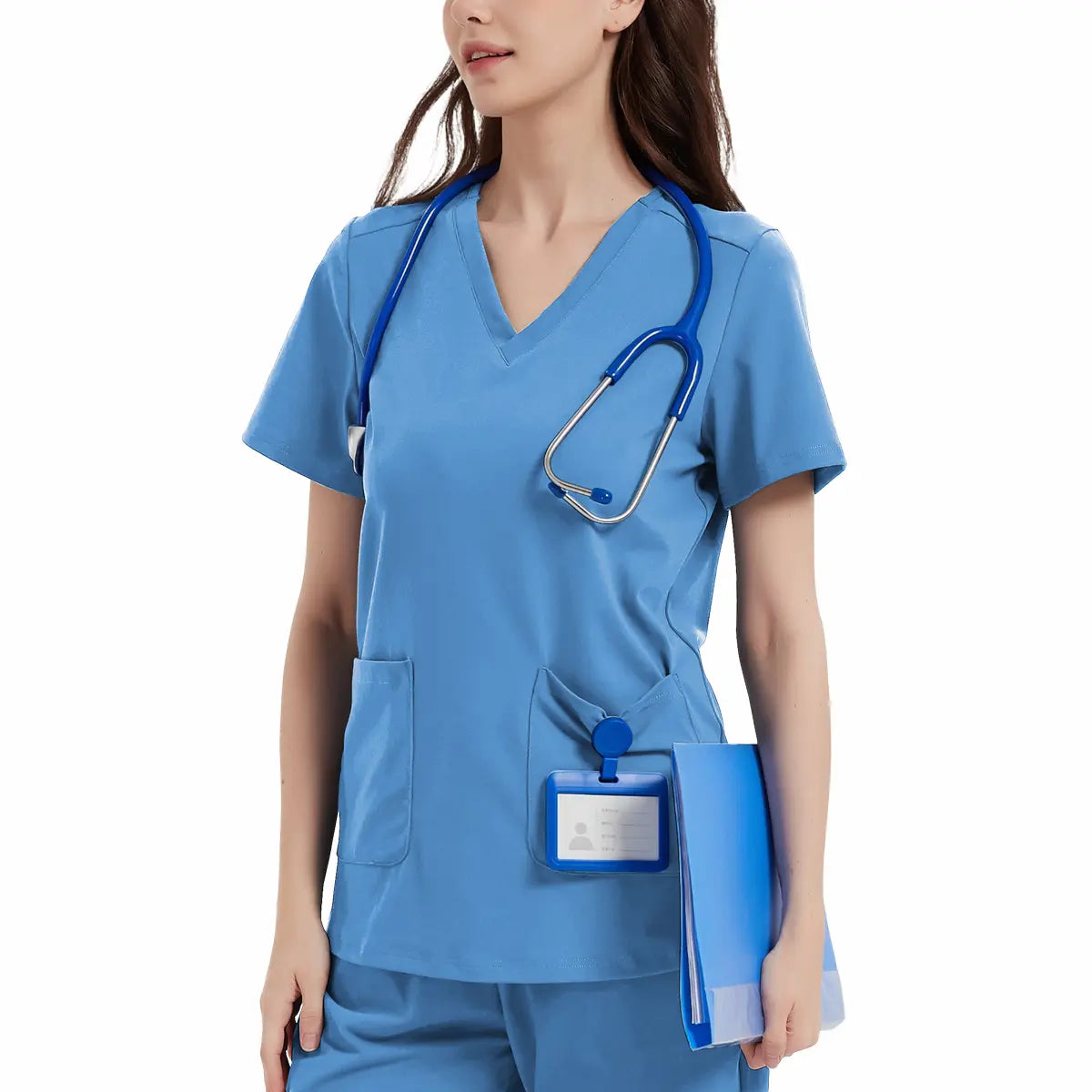 Scrub Tops for Women - V-Neck with 2 Pockets, Soft 4-Way Stretch, Anti-Wrinkle & Easy Care for Medical Uniforms Workwear Clothes Womenswear Minimalist