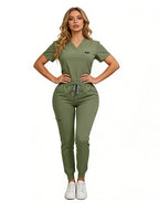 Women's Medical Scrubs Set, Anti-Pilling Lightweight Breathable Multi-Pocket Top & Side Pocket Jogger Pants for Hospital, Clinic & Spa Use Uniforms