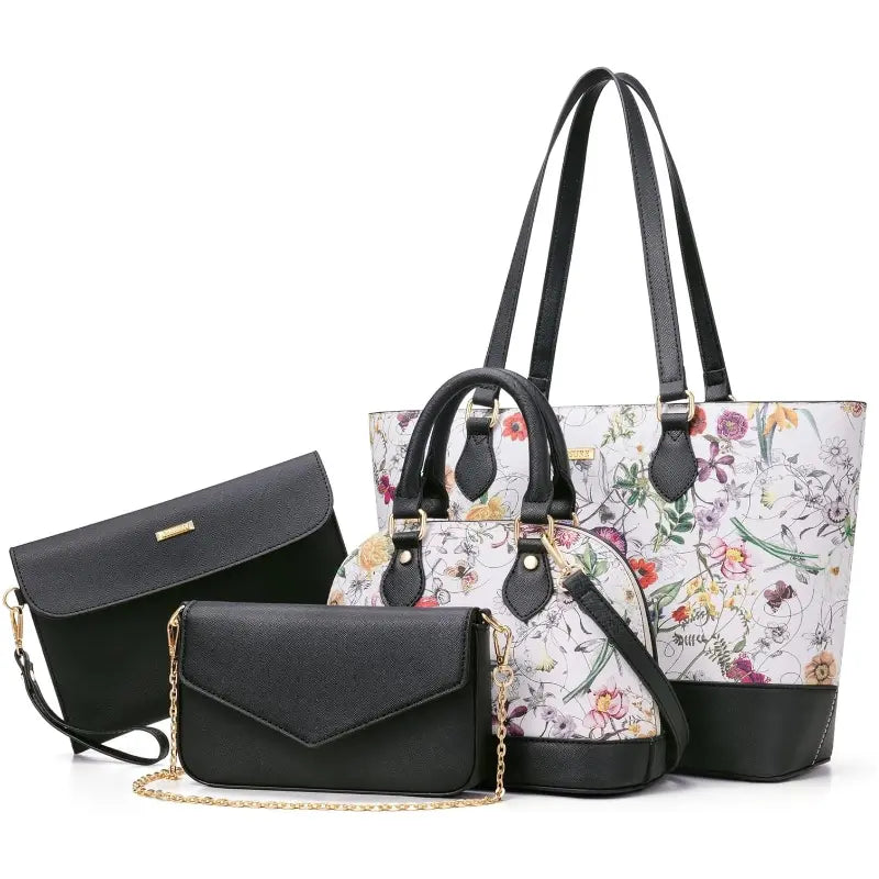 4-teiliges Damen-Handtaschen-Set – Modische Tragetaschen aus Kunstleder, Umhängetasche & Geldbörsen-Kombi, strapazierfähiger Organizer, Muttertagsgeschenkideen, Damengeschenke, Accessoires für Damen,summerwins