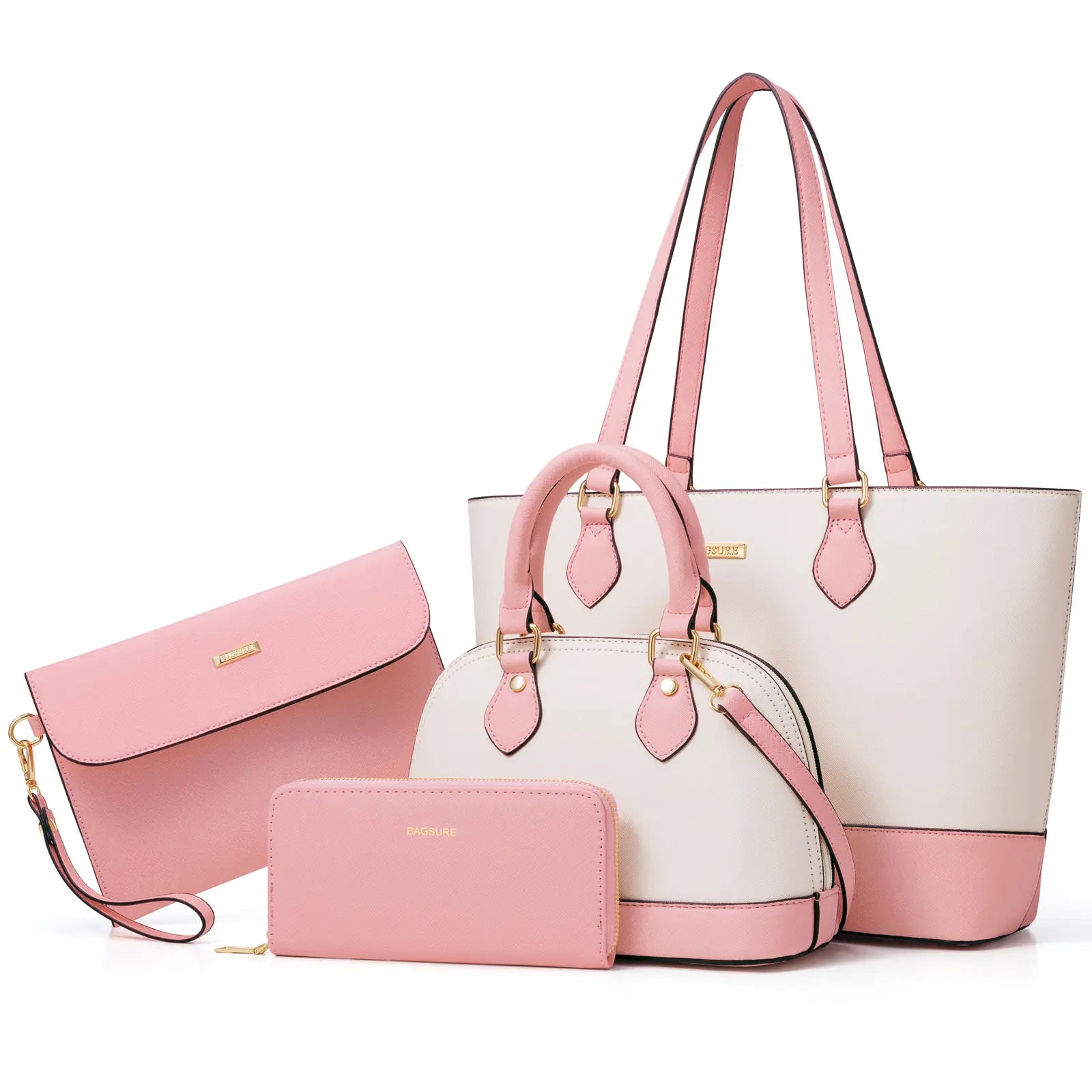 4-teiliges Damen-Handtaschen-Set – Modische Tragetaschen aus Kunstleder, Umhängetasche & Geldbörsen-Kombi, strapazierfähiger Organizer, Muttertagsgeschenkideen, Damengeschenke, Accessoires für Damen,summerwins