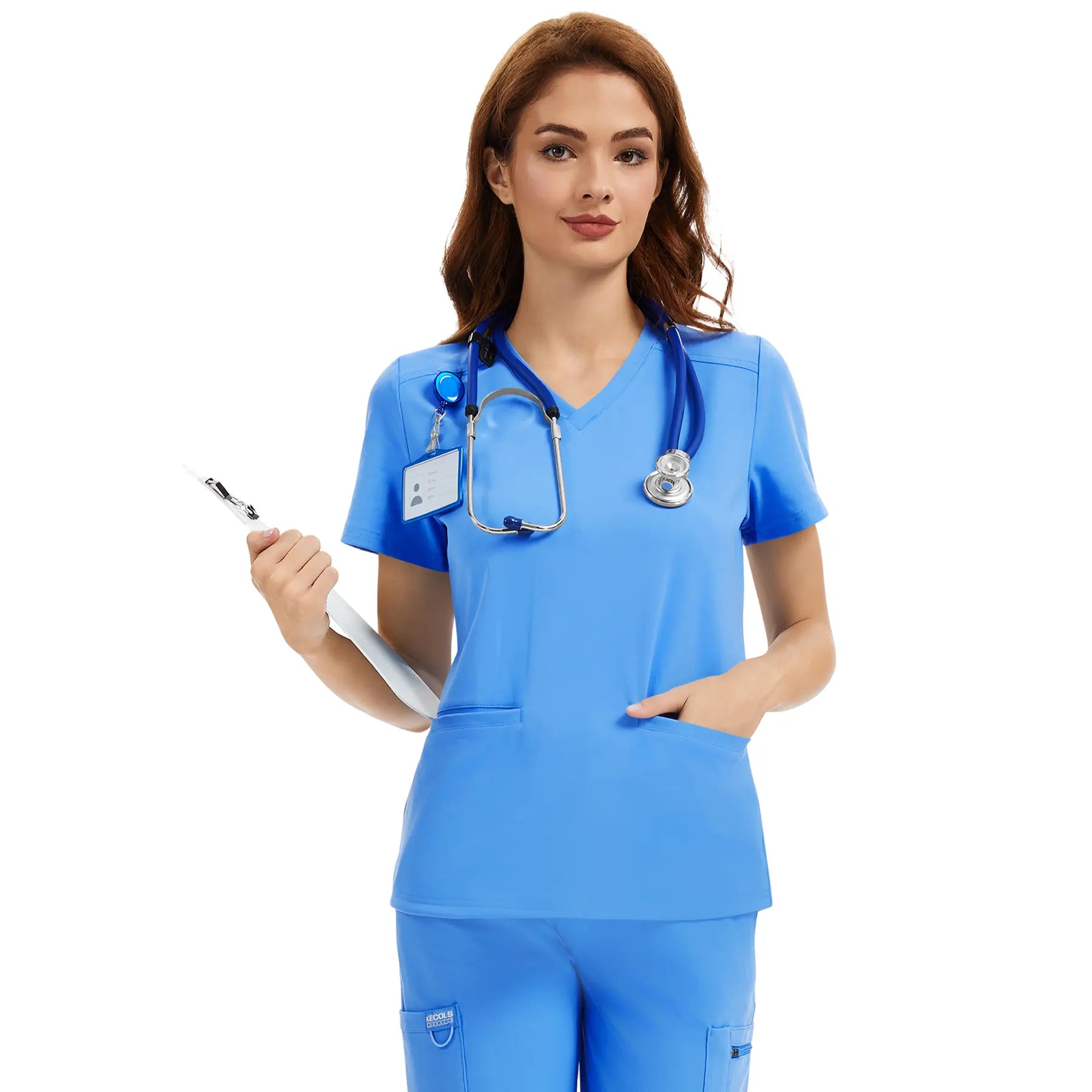 Scrub Tops for Women - V-Neck with 2 Pockets, Soft 4-Way Stretch, Anti-Wrinkle & Easy Care for Medical Uniforms Workwear Clothes Womenswear Minimalist