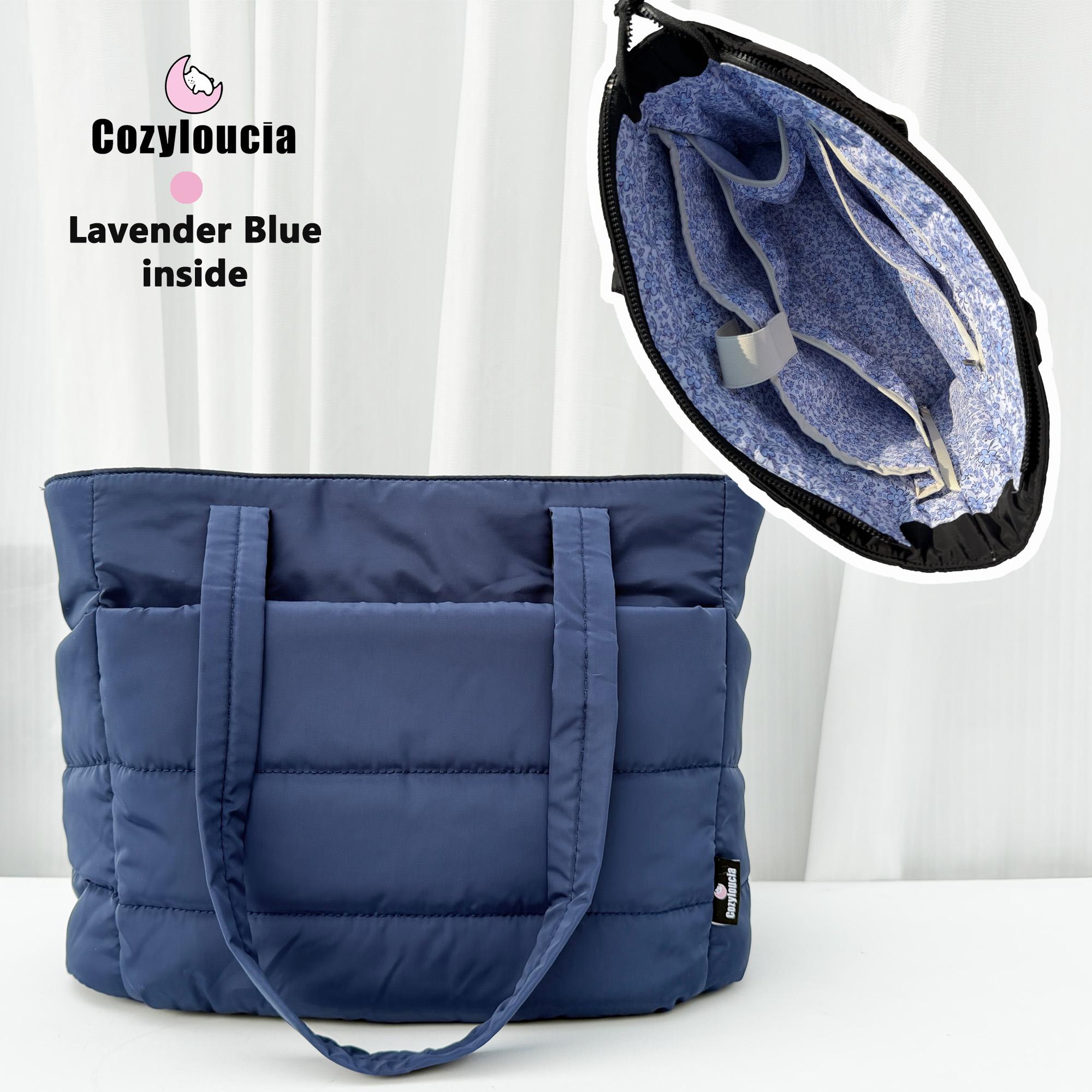 [SummerVibes] CozyLoucia Cute Puffer Tote Bag for Women Pink Flower Print Interior Laptop Shoulder Handbag, Lightweight Best Tote Bag for Work with Multiple Compartments for Travel , Work and School, Quilted Puffer Bag, Gifts For Women summerwins