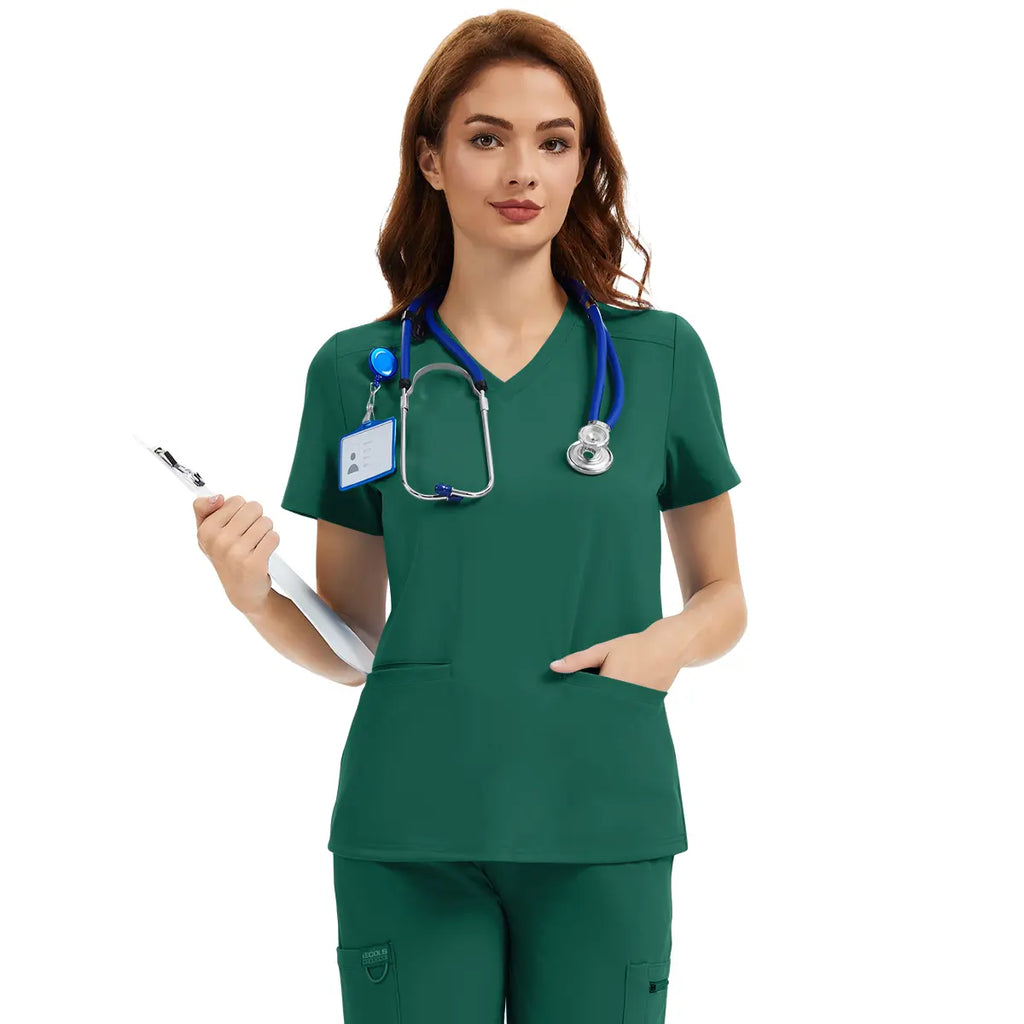 Scrub Tops for Women - V-Neck with 2 Pockets, Soft 4-Way Stretch, Anti-Wrinkle & Easy Care for Medical Uniforms Workwear Clothes Womenswear Minimalist
