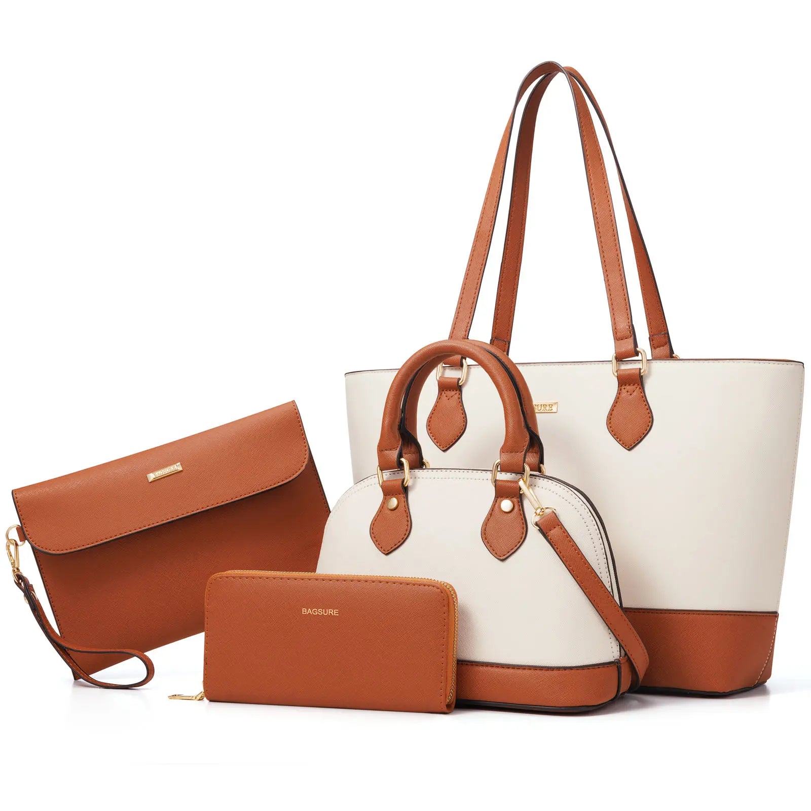 4-teiliges Damen-Handtaschen-Set – Modische Tragetaschen aus Kunstleder, Umhängetasche & Geldbörsen-Kombi, strapazierfähiger Organizer, Muttertagsgeschenkideen, Damengeschenke, Accessoires für Damen,summerwins