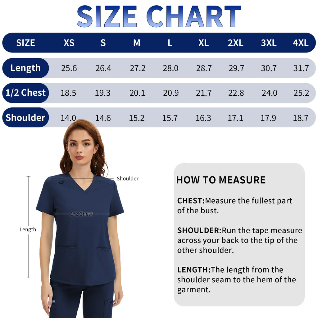 Scrub Tops for Women - V-Neck with 2 Pockets, Soft 4-Way Stretch, Anti-Wrinkle & Easy Care for Medical Uniforms Workwear Clothes Womenswear Minimalist