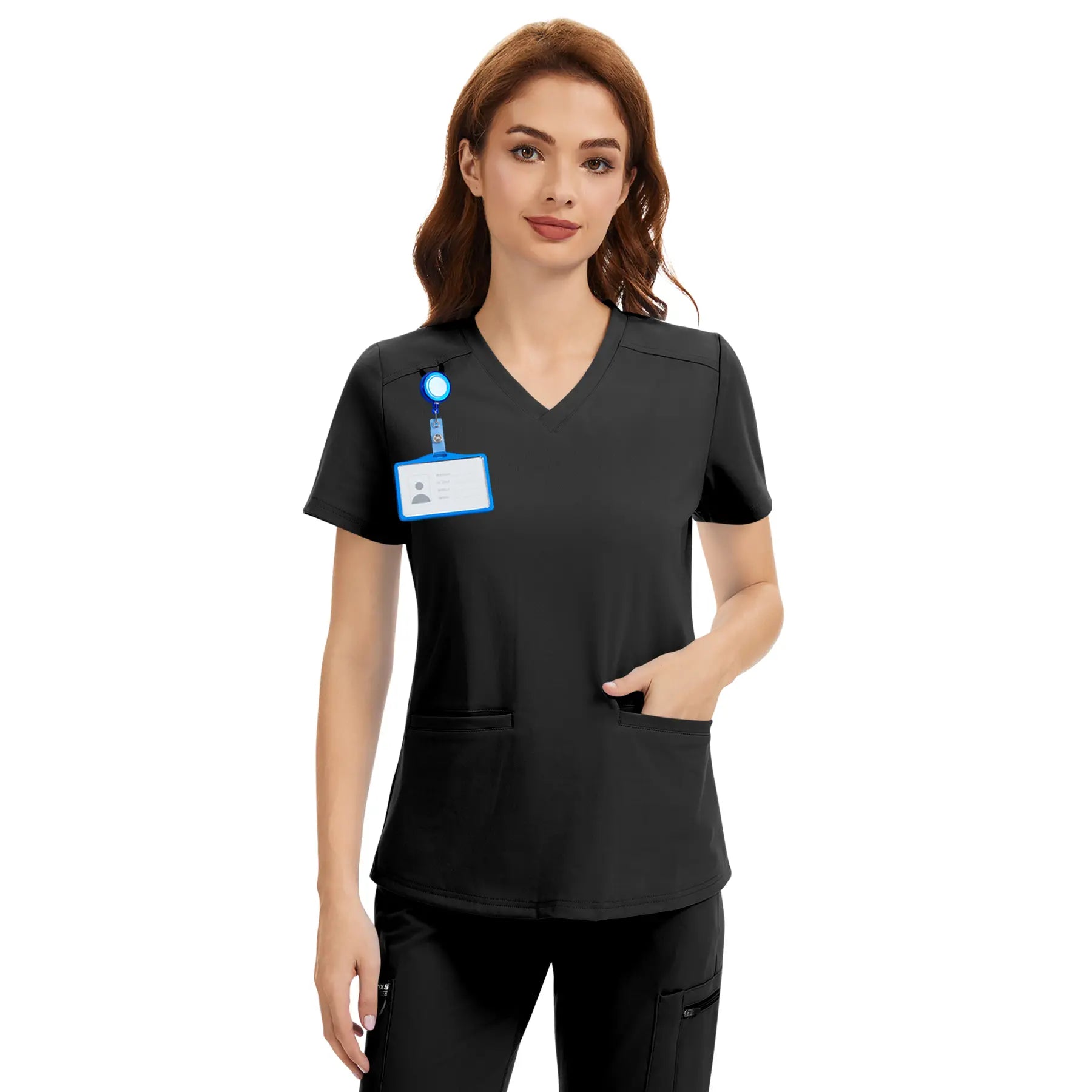 Scrub Tops for Women - V-Neck with 2 Pockets, Soft 4-Way Stretch, Anti-Wrinkle & Easy Care for Medical Uniforms Workwear Clothes Womenswear Minimalist