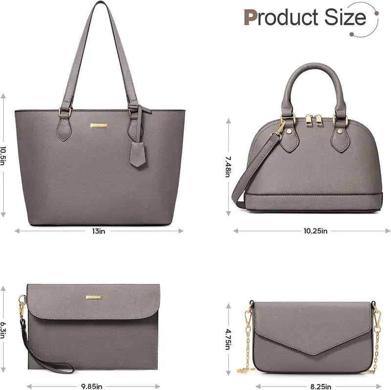 Women’s 4PCS Purses Set - Synthetic Leather Fashion Tote Bags, Crossbody Bag & Wallet Combo, Durable Organizer, Mothers Day Gift Ideas, Womens Gifts, Accessories for Women,summerwins