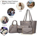 Women’s 4PCS Purses Set - Synthetic Leather Fashion Tote Bags, Crossbody Bag & Wallet Combo, Durable Organizer, Mothers Day Gift Ideas, Womens Gifts, Accessories for Women,summerwins