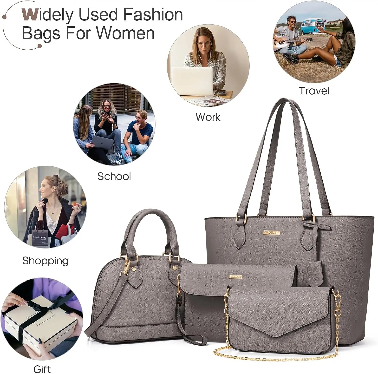 Women’s 4PCS Purses Set - Synthetic Leather Fashion Tote Bags, Crossbody Bag & Wallet Combo, Durable Organizer, Mothers Day Gift Ideas, Womens Gifts, Accessories for Women,summerwins
