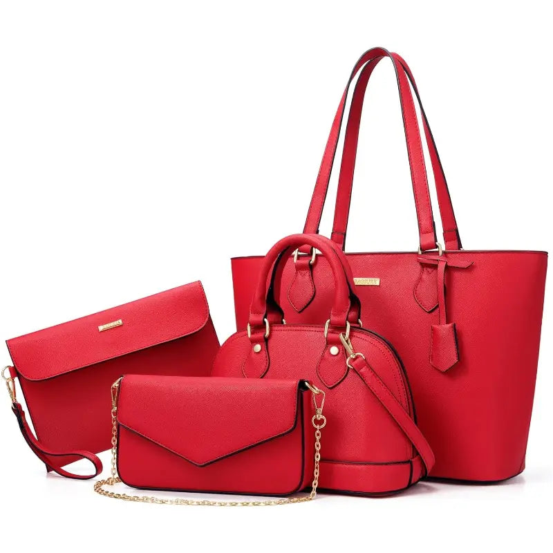 4-teiliges Damen-Handtaschen-Set – Modische Tragetaschen aus Kunstleder, Umhängetasche & Geldbörsen-Kombi, strapazierfähiger Organizer, Muttertagsgeschenkideen, Damengeschenke, Accessoires für Damen,summerwins
