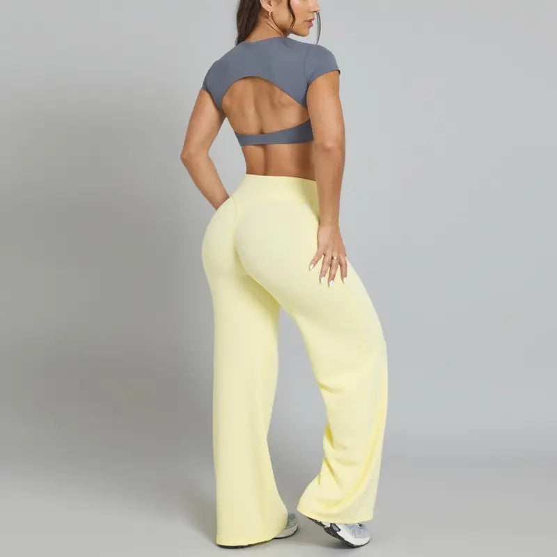 BRIA RICH Women‘s Casual Pants - High Waisted Loose-Fitting Wide Leg Yoga Pants - Comfortable & Elastic Soft Pants with Stretchy Material - Straight Leg Hem