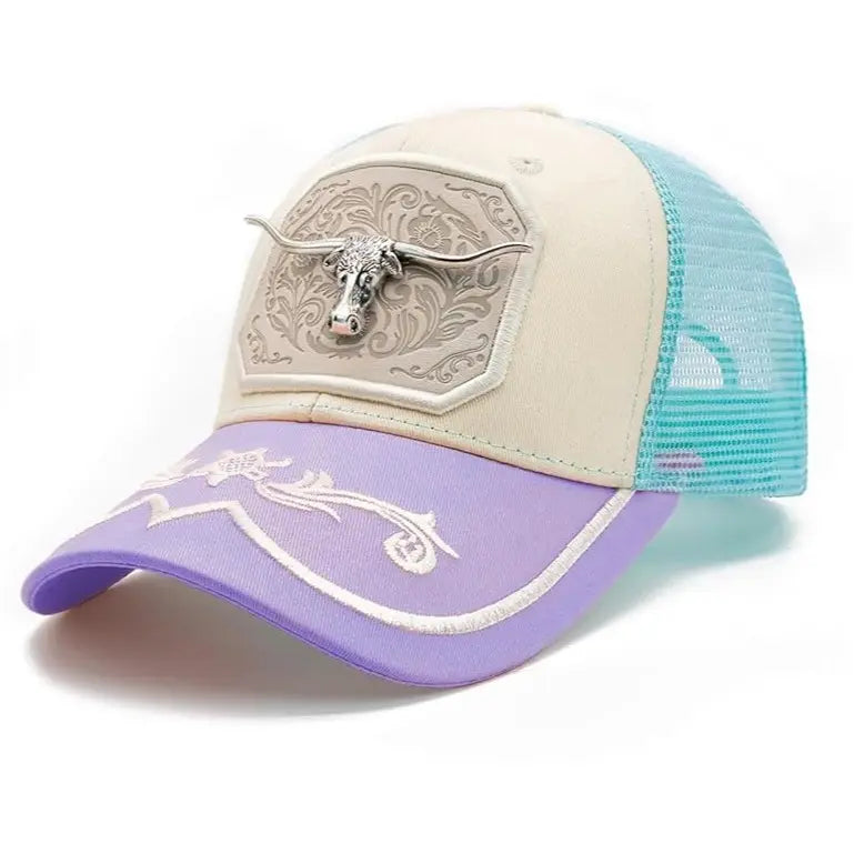 Western Trucker Hat für Herren Damen Vintage Cowboy Country Hüte mit Hufeisen-Stickerei & Snapback Passform für Western-Outfit