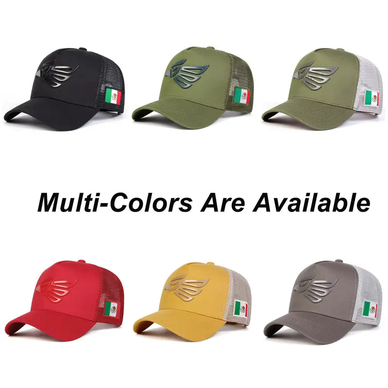 Unisex Mexican Eagle Label Baseball Net Caps Spring Summer Outdoor Adjustable Casual Hats Dad Hat Sunscreen Hat Snapback Trucker Hats Black Snapback