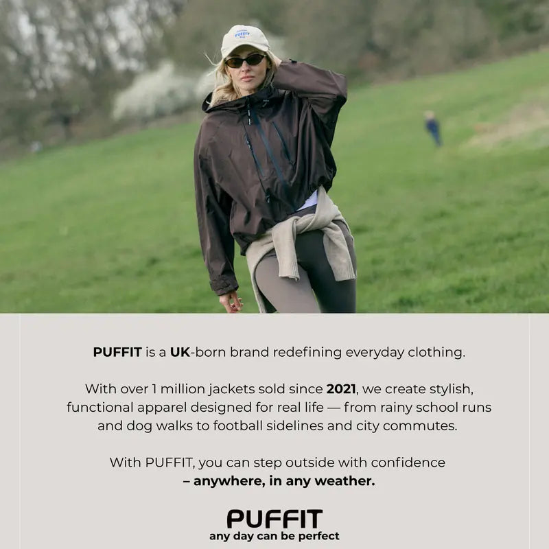 PUFFITER Short One-Size Rain Jacket With Pleated Hem,Hooded Jacket,Waterproof Jacket,Women Jacket,Wide-Brim Hood,Adjustable Cuffs,Zips,Outdoor Sport,Jacket,Statements,Windbreaker,Spring,Dog Walking,School Running,Football Mum,Stylish