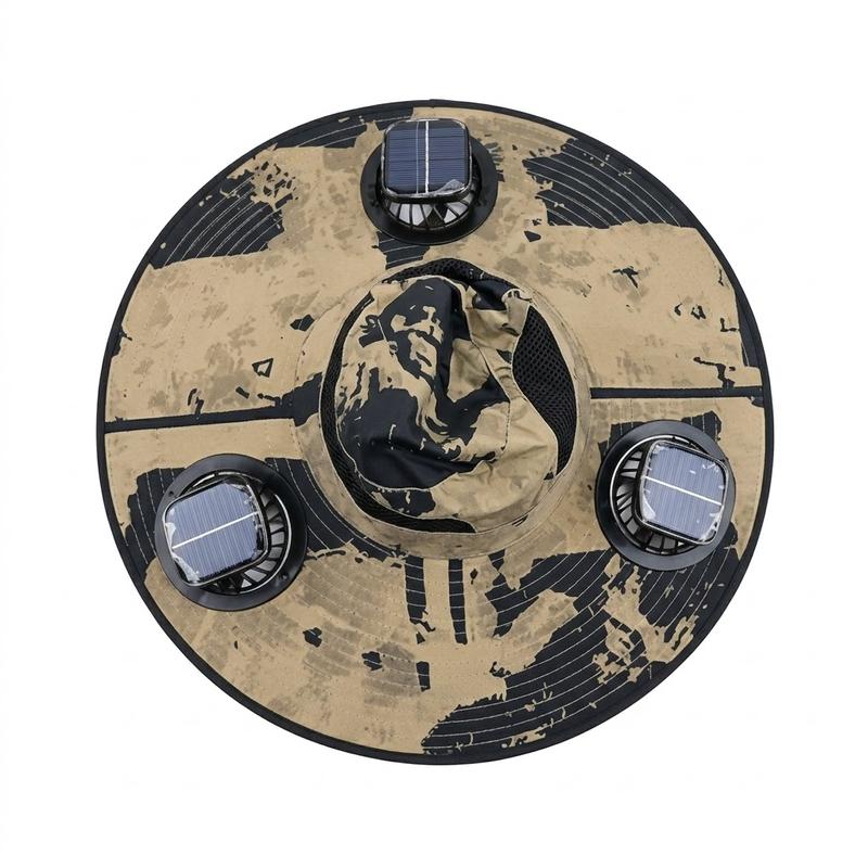 2026 New Three Solar Fan Outdoor Cooling Fan Hat — Sun Protection Hat with Solar Fan,Three-Power Rechargeable Fan