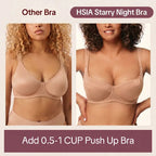 ISHA Starry Night 4mm Lightly Padded Plus Size Lifting Support Add 0.5-1 Cup Size Balconette Bra Underwire Glass Shimmer Fabric U Shaped Back Smoothing Wider Padded Straps Sexy Demi Low Cut Natural Push Up for Big Bust Women Daily Lingerie