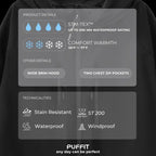 PUFFITER Short One-Size Rain Jacket With Pleated Hem,Hooded Jacket,Waterproof Jacket,Women Jacket,Wide-Brim Hood,Adjustable Cuffs,Zips,Outdoor Sport,Jacket,Statements,Windbreaker,Spring,Dog Walking,School Running,Football Mum,Stylish