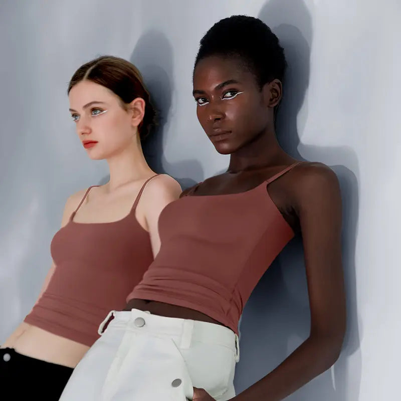 Spaghetti Strap Tank Top, Double Layer Not See-Through Cami, Buttery Soft Stretchy Top, Minimal Chic Essential summerwins