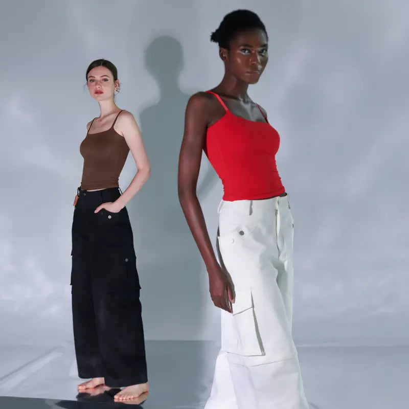 Spaghetti Strap Tank Top, Double Layer Not See-Through Cami, Buttery Soft Stretchy Top, Minimal Chic Essential summerwins