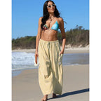 【SS26 Collection】Womens Wide Leg Gingham Striped Plaid Pants Casual Barrel Loose Drawstring Low Waist Palazzo Harem Pants with Pockets