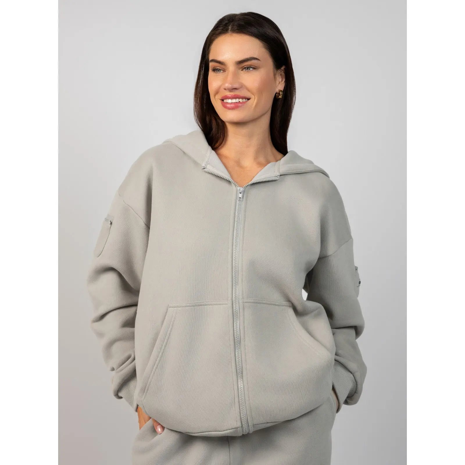 Reise-Essentials Kapuzenjacke mit Reißverschluss | Sweatshirt mit Reißverschlusstaschen für Reisen
