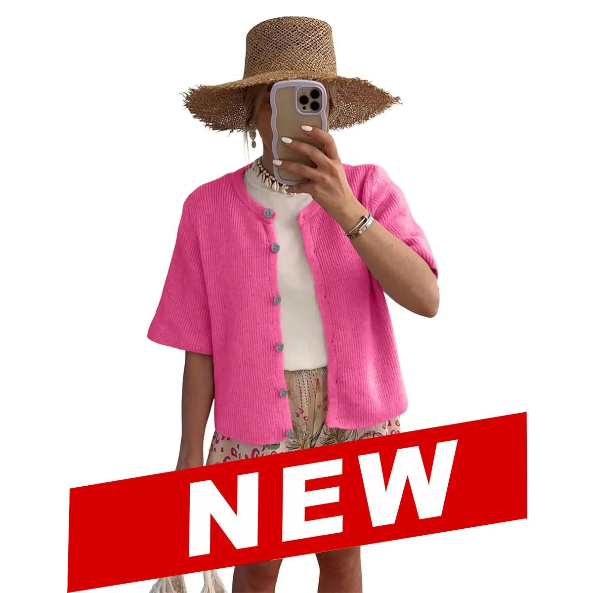 Tanming Women's Short Sleeve Cardigan Sweater - Crew Neck, Soft Ribbed Knitting Fabric, Button-Down, Fitted, Lightweight Breathable Clothes for Casual Office, Spring Summer Layering Cover Up (Women's Tops) #SpringStatements