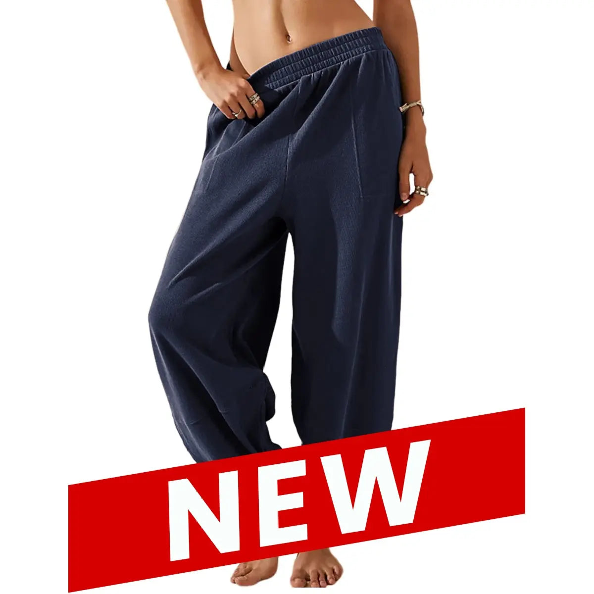 UANEO SummerVibes Women's Baggy Wideleg Pants Casual Elastic Waisted Palazzo Harem Pants with Pockets