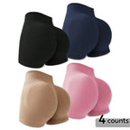 4-Pieces High Waist Tummy Control Side-Ribbed Butt-Lifting Seamless Shorts, Lightweighted Summer Shorts, Stretchy Womenswear Bottom Peachy Shorts
