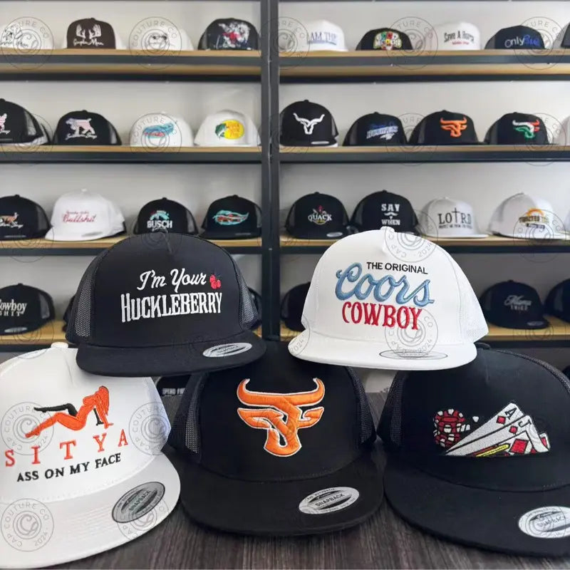 Mystery Hat Box - Five Randomly Picked Flat Brim Trucker Hats - Mystery Birthday Gift, Friend Gift, Mystery Box Challenge