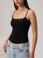 Starrylion Padded Lace Cami Top Double Lined Sexy Tank Top Spaghetti Strap Club Party Shirt