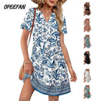 Summer Dress Dresses for Women 2026 Casual Summer V Neck Wedding Guest Dress Short Sleeve Fashion Beach Vacation Clothes