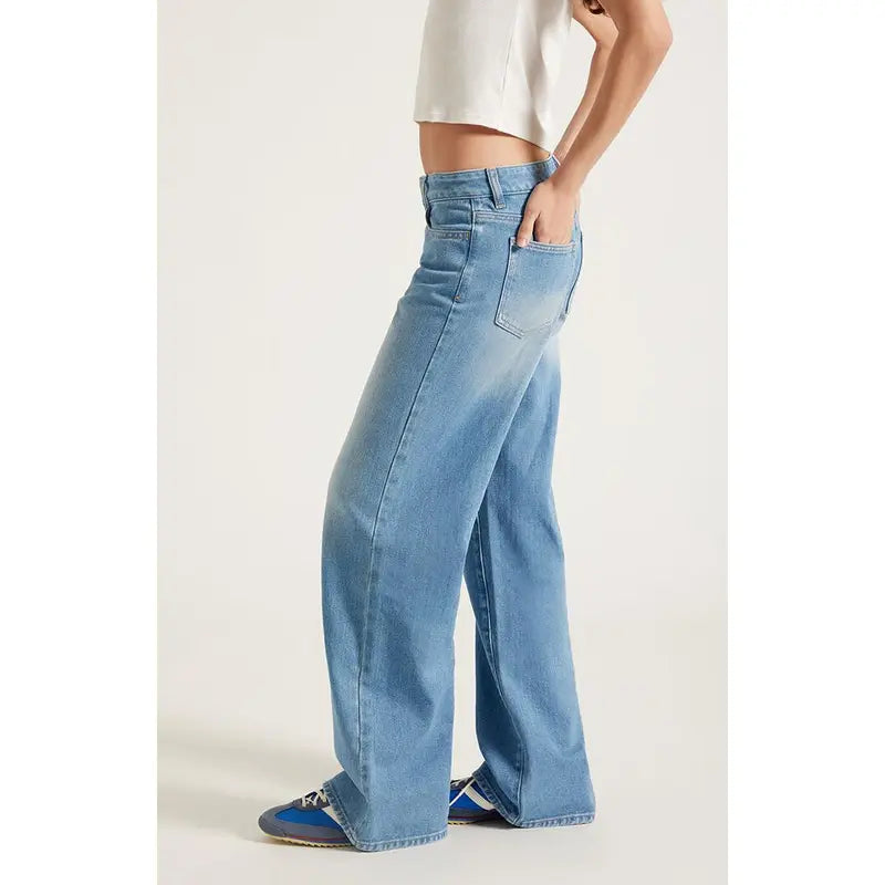 Psunan Women's Casey Low Rise Baggy Jeans Lighter Blue