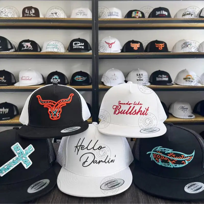 Mystery Hat Box - Five Randomly Picked Flat Brim Trucker Hats - Mystery Birthday Gift, Friend Gift, Mystery Box Challenge