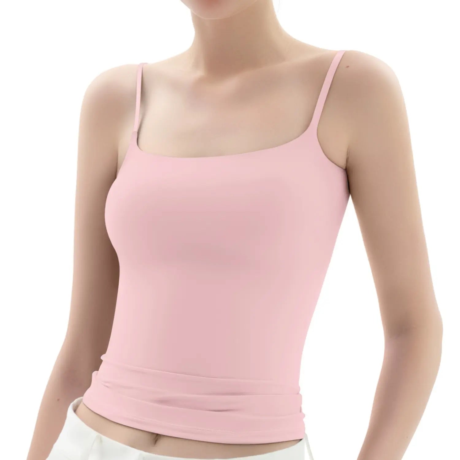 Spaghetti Strap Tank Top, Double Layer Not See-Through Cami, Buttery Soft Stretchy Top, Minimal Chic Essential summerwins