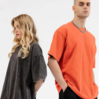 MoonYi 3 Pack Women's Oversized T Shirts Acid Wash Cotton Crew Neck Half Short Sleeve Summer Unisex Tees Casual Loose Fit Solid Streetwear Comfortable Tops Basic Womenswear Plain Tshirt