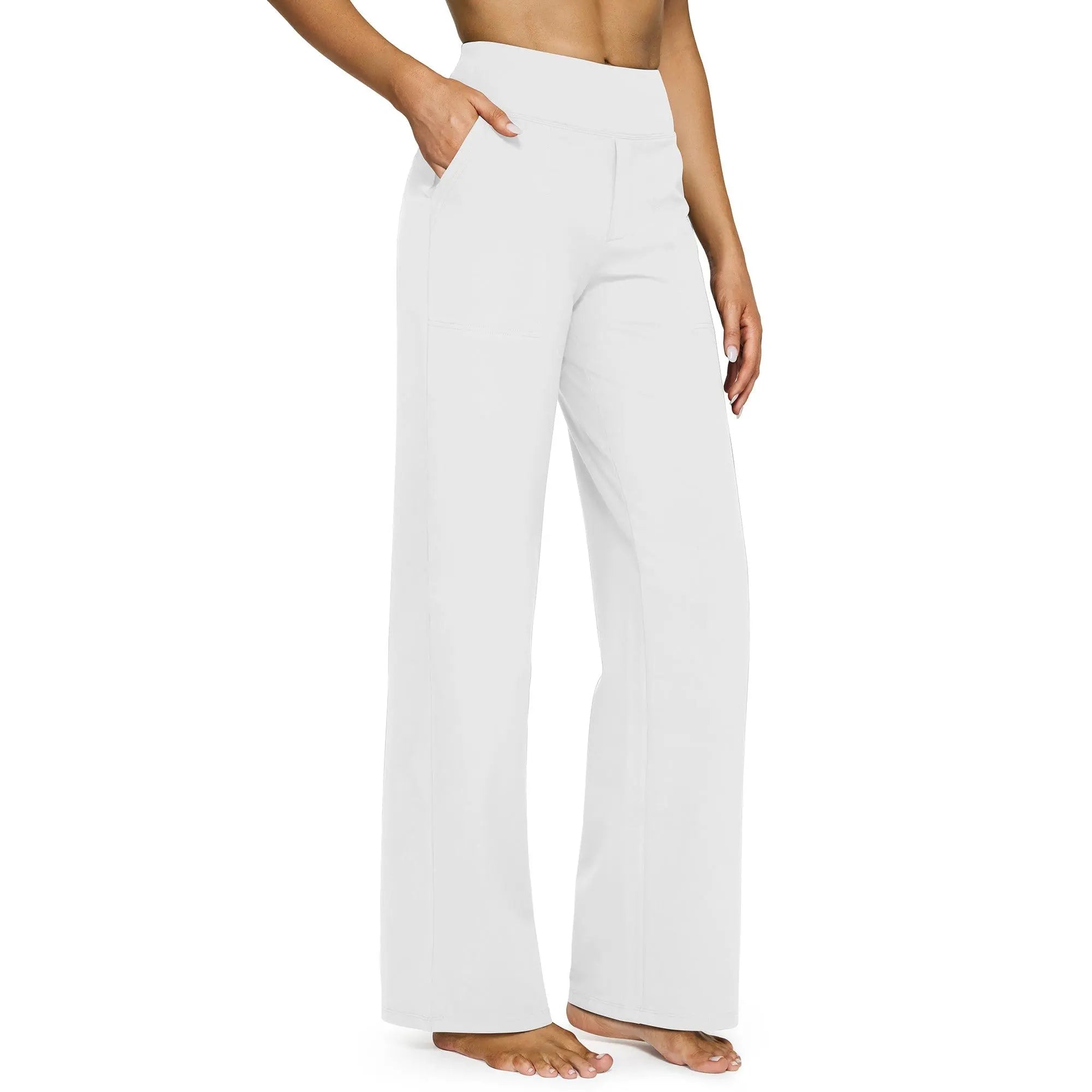 FreeG4 Loose High-Waist Business Casual Pants Yoga Pants Women Wide Leg Pants with Pockets Comfortable Athletic Sweatpants